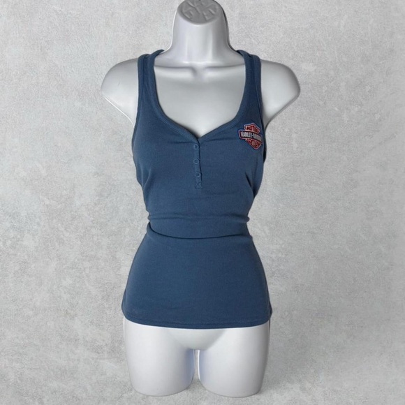 Harley-Davidson Tops - 3-Piece Lot - RARE Harley-Davidson Blue Tank Top, Indian, Harley White Tank